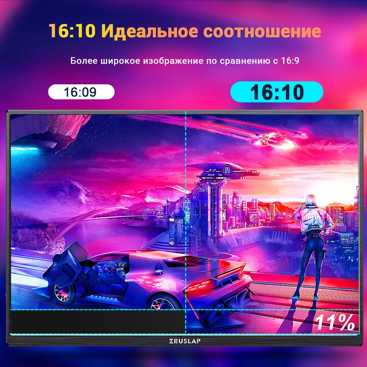 Портативный монитор ZEUSLAP P16 19201200 120Hz фотография 8