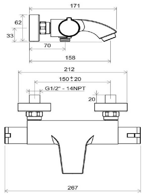 Термостат для душа RAVAK Termo TE 082.00/150, вентильный фотография 11