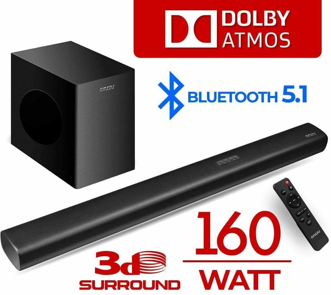 Колонки Ginzzu GM-515 [160W, Doldy Atmos, HDMI, Optical, BT, USB, ДУ] фотография 4