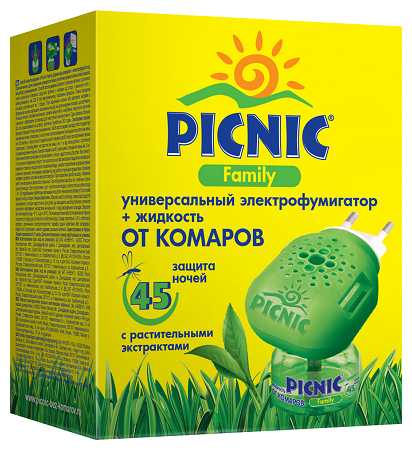 Фумигатор + жидкость Picnic Family от комаров с растительным экстрактом