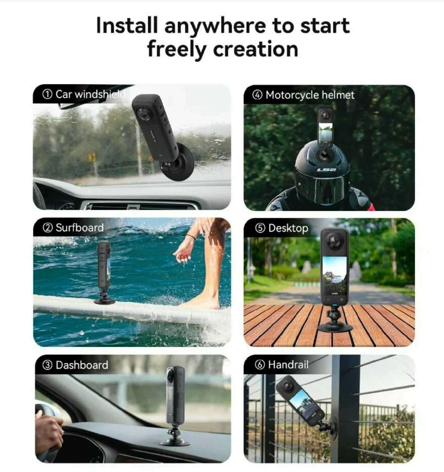 Аксессуар Insta360 Гибкое клейкое крепление на шлем с шарниром 1/4 [для X4/X3, DJI Pocket 2/3] фотография 2