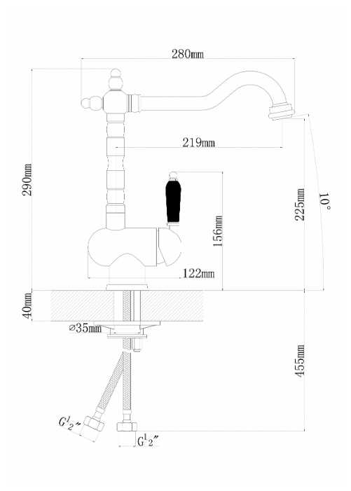 Смеситель для кухни (мойки) FLORENTINA Ода FL (бронза), рычажный фотография 1