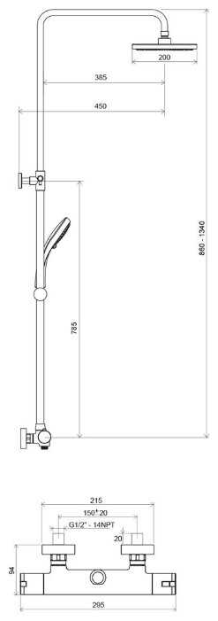 Душевая стойка RAVAK TE 091.00/150, хром фотография 1