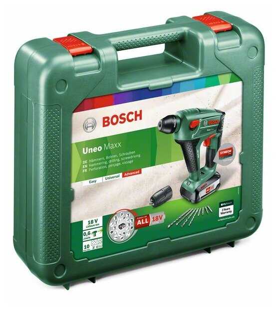 Перфоратор аккумуляторный BOSCH Uneo Maxx 2.5Ач x1 кейс фотография 5