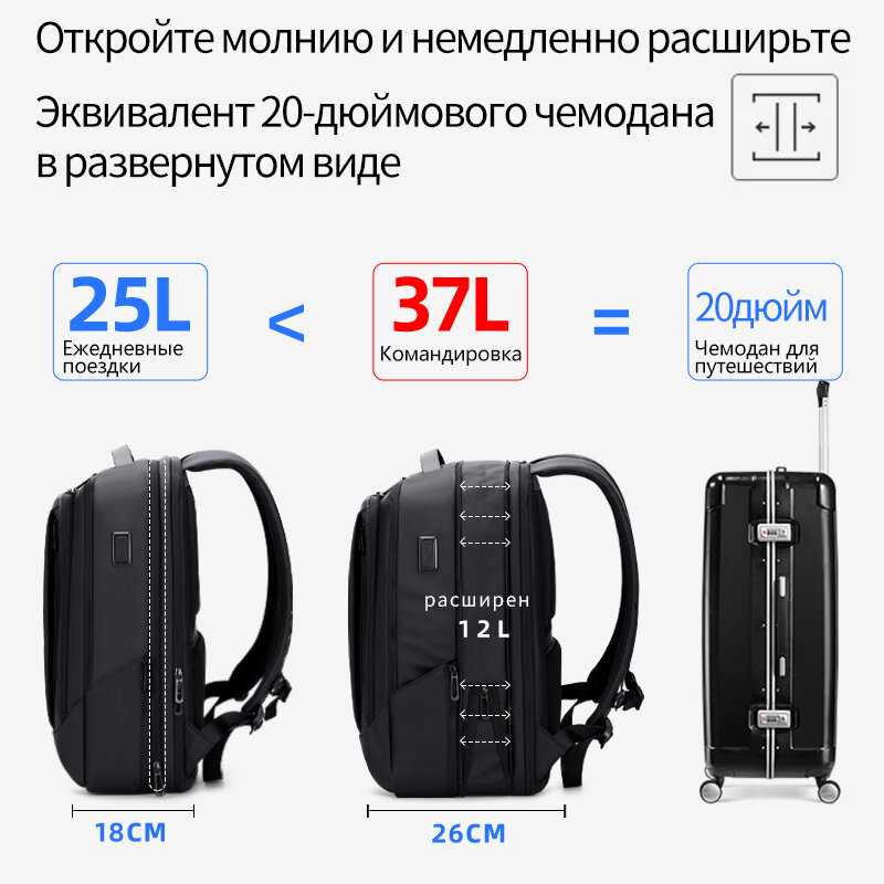 Бизнес Fenruien Водонепроницаемый рюкзак с USB зарядкой (35Л) фотография 11