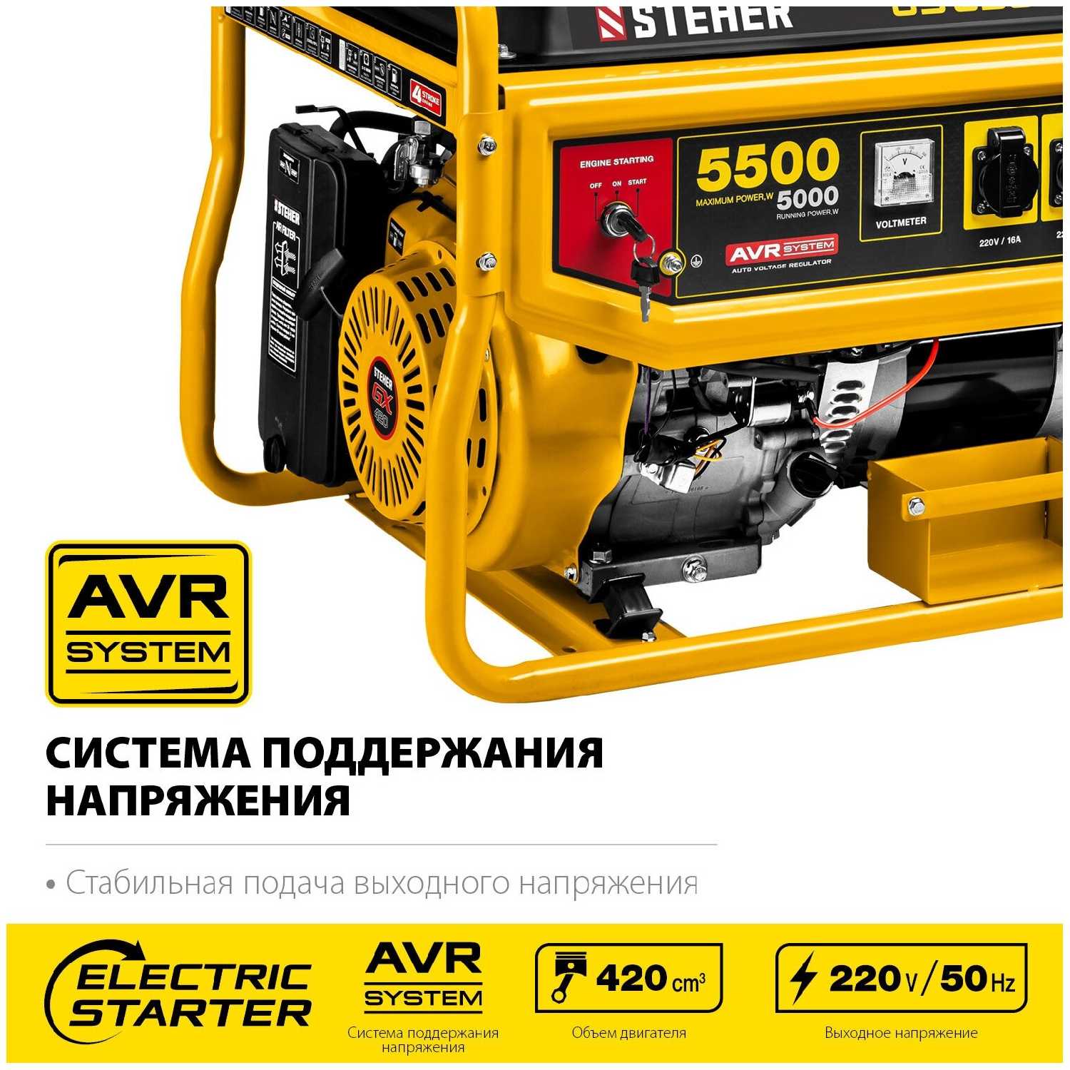 Бензиновый генератор STEHER GS-6500Е фотография 2