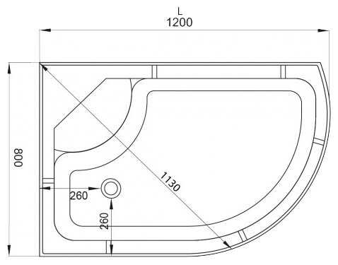 Душевая кабина Deto 4512 L N без крыши с подсветкой и гидромассажем высокий поддон 120см*80см фотография 7