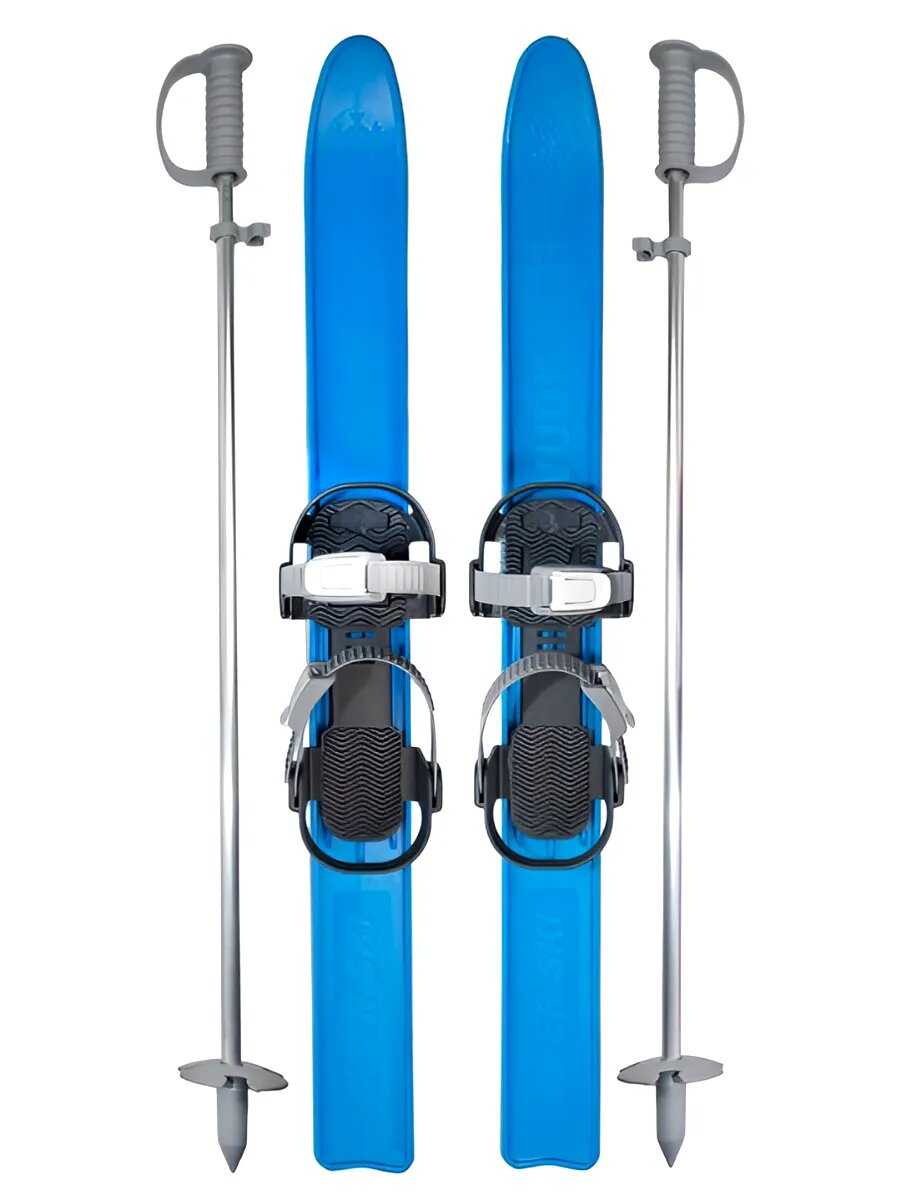 Лыжный комплект детский с креплениями и палками (75 см) фотография 16