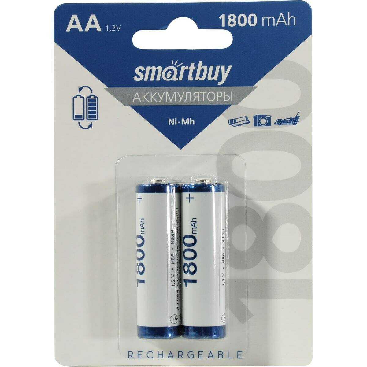 Аккумулятор Smartbuy AA/2BL 1800 mAh (SBBR-2A02BL1800) фотография 3