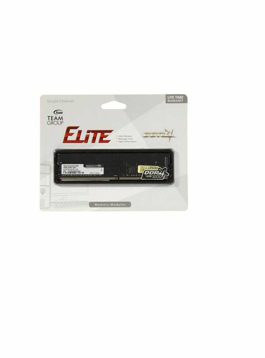 Оперативная память TEAM GROUP ELITE (TED416G3200C22BK) фотография 3