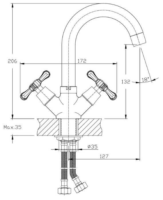 Смеситель для кухни (мойки) RUSH Bianki BI7650-23, вентильный фотография 1