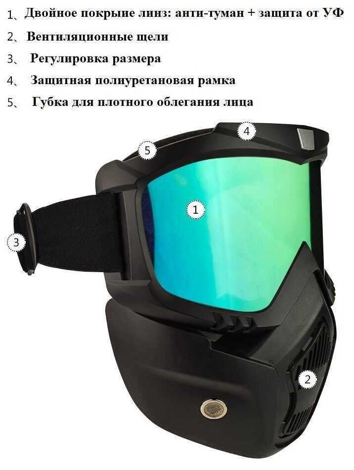 Маска на все лицо для мотоциклистов и велосипедистов. Ртуть. фотография 5
