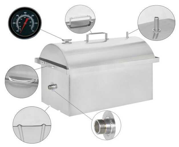 Коптильня KINGSMOKE Lux 550 со штуцером для холодного и горячего копчения. фотография 6