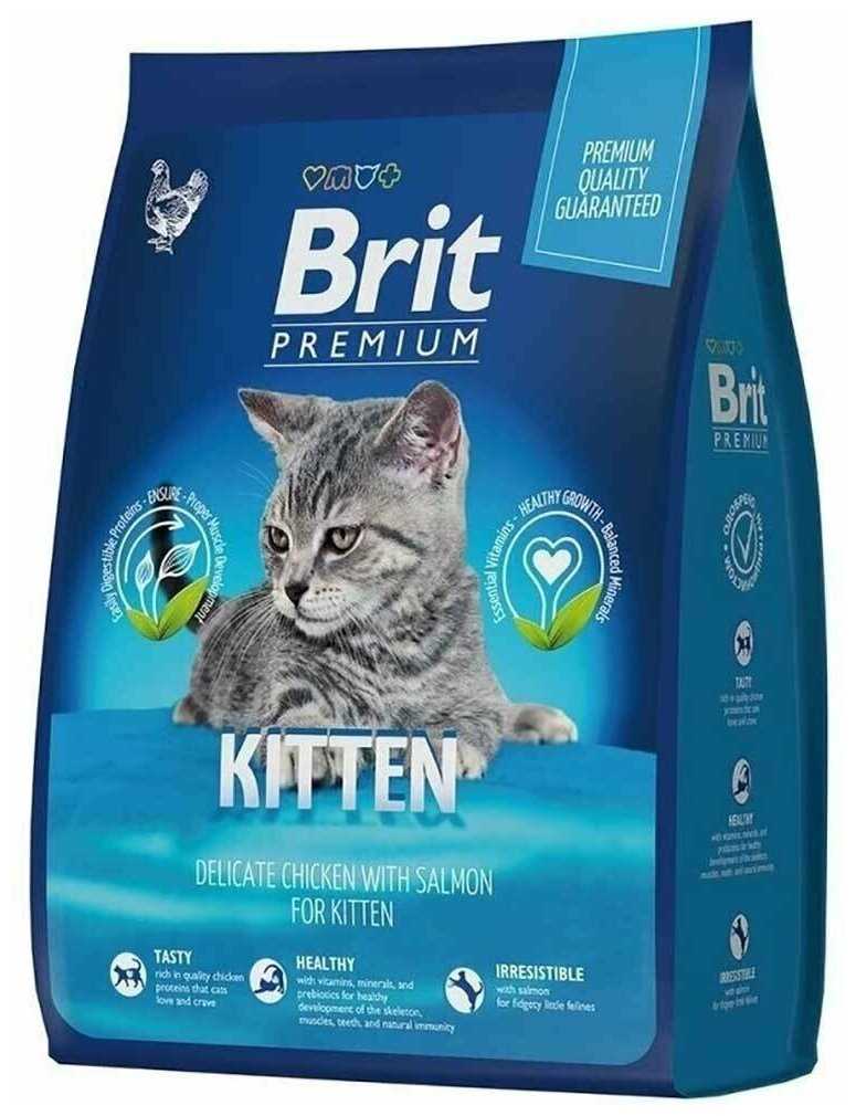Корм Brit Premium Cat с курицей и лососем фотография 1