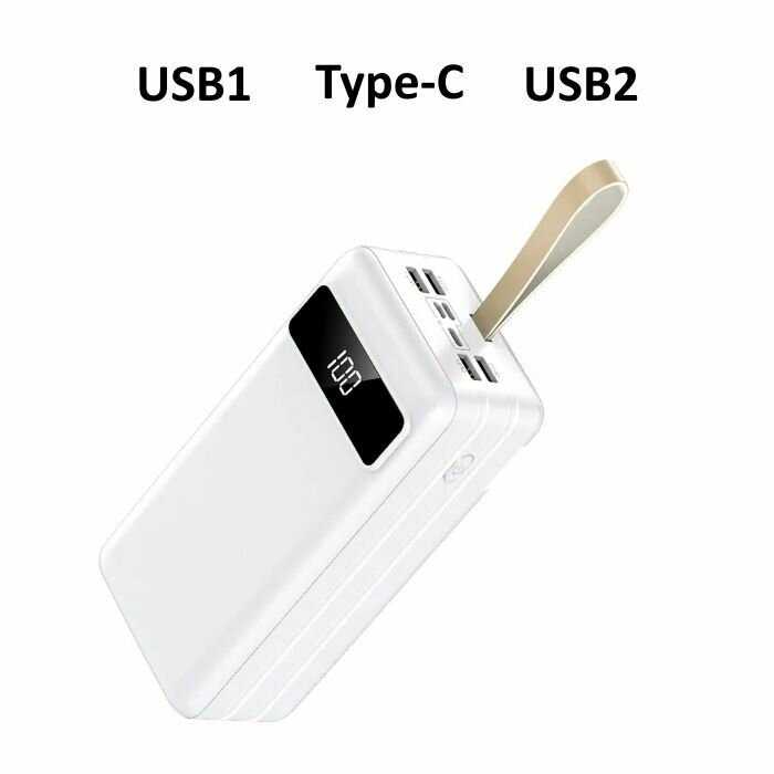 Внешний аккумулятор 20000 mAh с разъемами USB, Type-C и micro фотография 1