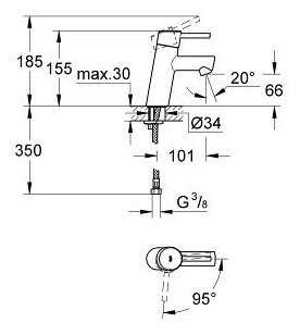 Смеситель для раковины (умывальника) Grohe Concetto 2338510E, рычажный фотография 1