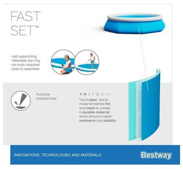 Бассейн BESTWAY с надувным бортом 305x76 см (57266) фотография 9