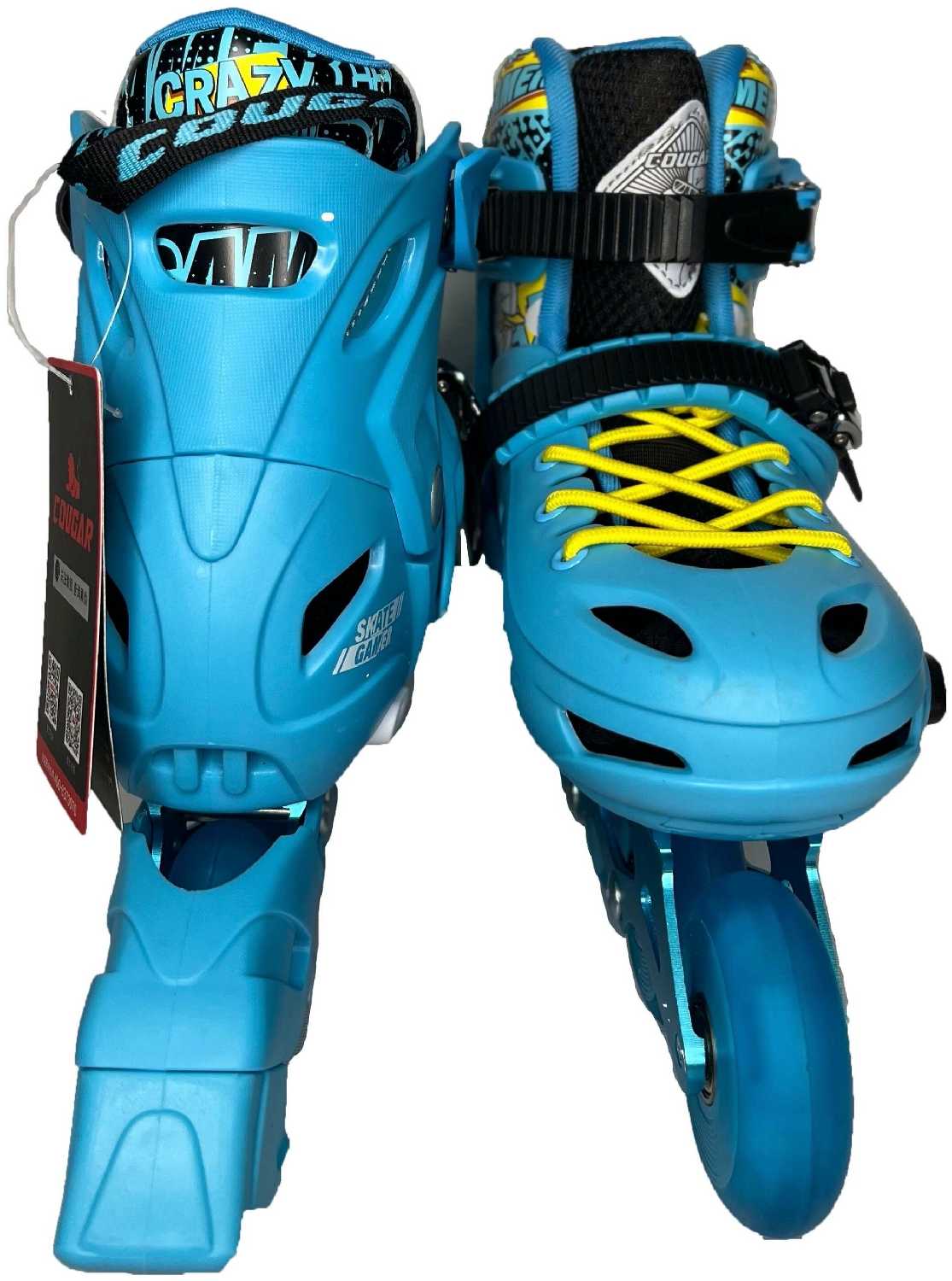 Детские раздвижные роликовые коньки для фрискейта размер L (39-42) голубые фотография 4