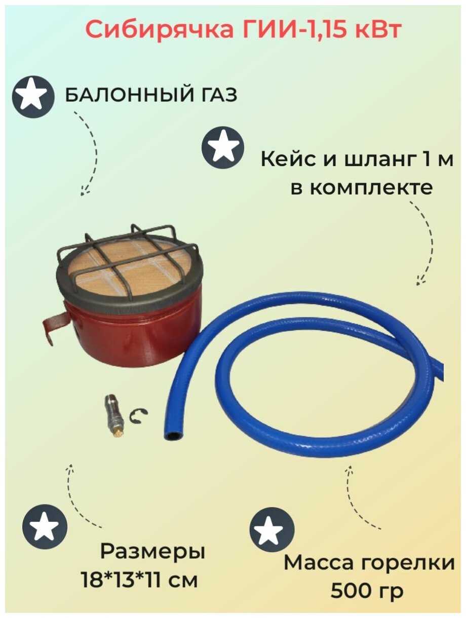 Газовая горелка / обогреватель инфракрасный Сибирячка ГИИ-1,15 фотография 1