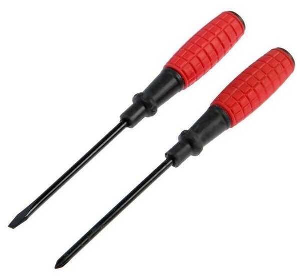 Набор отверток ЛОМ, обрезиненные рукоятки, PH1/SL5 х 100 мм, 2 шт.
