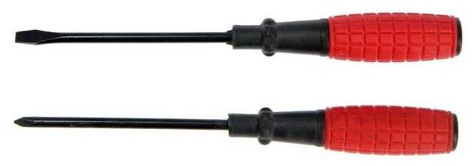 Набор отверток ЛОМ, обрезиненные рукоятки, PH1/SL5 х 100 мм, 2 шт. фотография 1