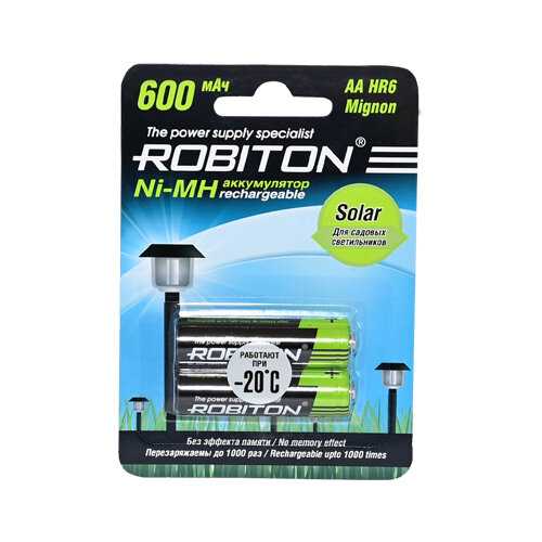 Аккумуляторы Ni-MH AA Robiton 600MHAA-2 SOLAR [600мАч 1,2В] [13905]