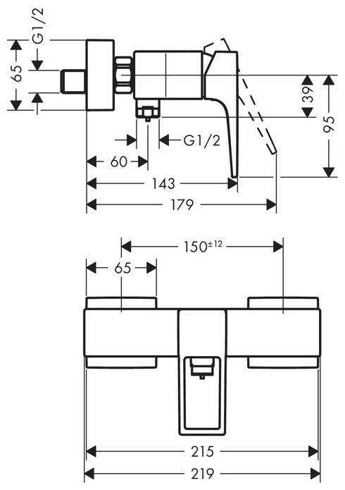 Смеситель для душа hansgrohe Metropol 74560000, рычажный фотография 1