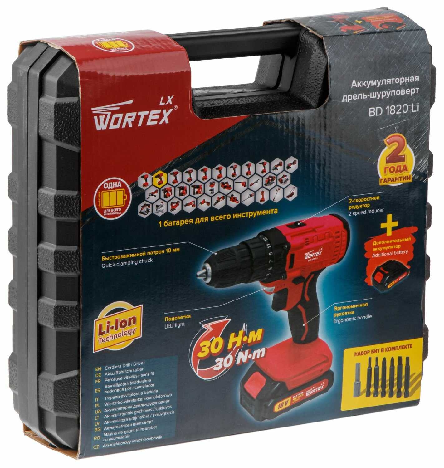 Дрель-шуруповерт аккумуляторная WORTEX LX BD 1820 Li (0329076) фотография 10
