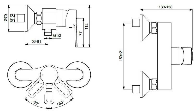 Смеситель для ванны VIDIMA Хайп BA398AA, рычажный фотография 3