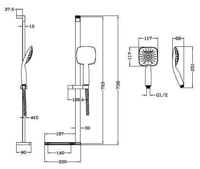 Душевой гарнитур Lemark LM8073C, хром фотография 1