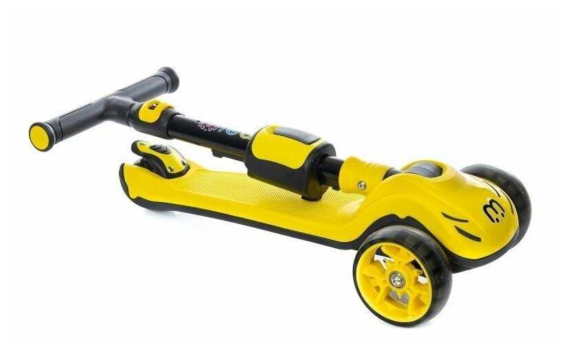 Самокат-беговел 3 в 1 Scooter Micar Transformer складной со светящимися колесами, сиденьем и родительской ручкой фотография 4