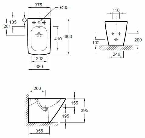 Биде напольное Jacob Delafon Escale E1293-00 с горизонтальным выпуском фотография 1