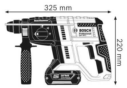 Перфоратор аккумуляторный BOSCH GBH 180-Li 4.0Ач x2 Li-Ion 18 В (1.7 Дж) фотография 8