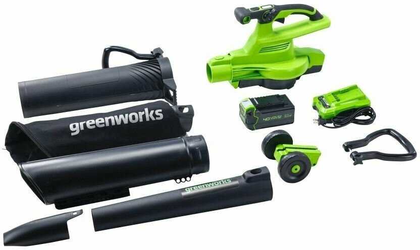 Воздуходув-Садовый Пылесос Greenworks [2406907, 40V, бесщеточный, без АКБ и ЗУ] фотография 7