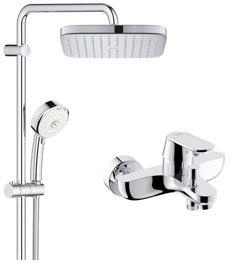 Душевая стойка со смесителем для ванны Grohe Eurosmart Cosmopolitan System 250 Cube, хром фотография 2