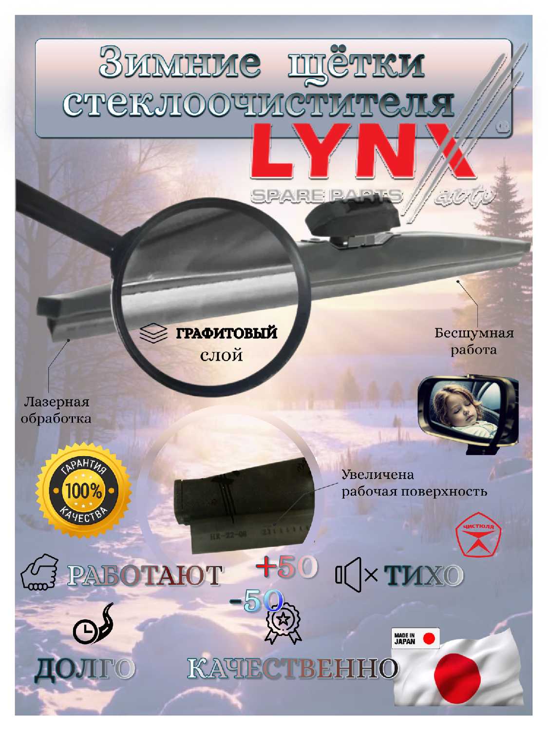 Комплект зимних щеток стеклоочистителя LYNXauto Nissan X-Trail (T32) фотография 11