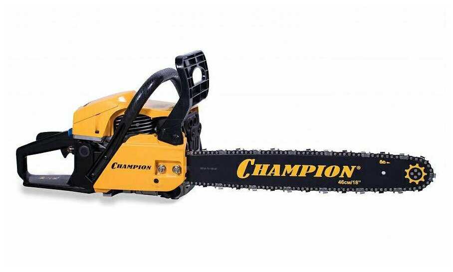 Бензопила цепная бензиновая CHAMPION 256-18 + масло для цепи, свеча, смазка и цепь фотография 2