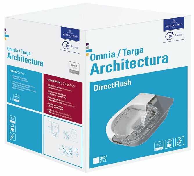Чаша унитаза подвесная Villeroy & Boch Architectura 5684HRR1 с горизонтальным выпуском фотография 2