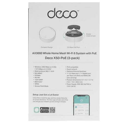 Mesh-система TP-Link Deco X50-PoE (3-pack) AX3000 Wi-Fi 6 с поддержкой PoE фотография 18