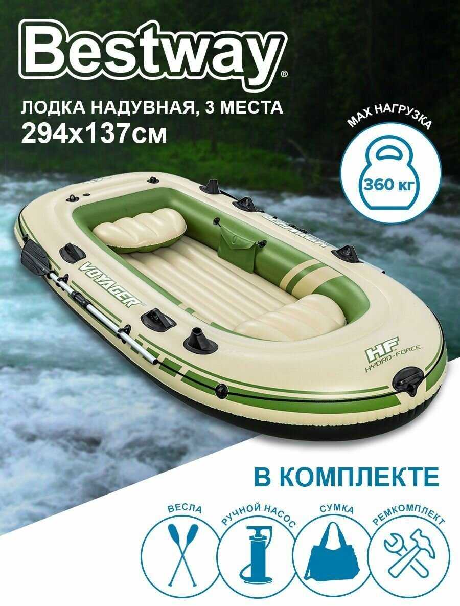 Лодка Voyager X3 3-х местная 294 х 137 см (весла, насос, сумка) 65164 фотография 15