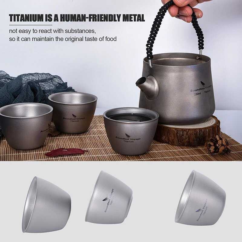 Титановая чайная чашка Boundless Voyage для кемпинга (40 мл) фотография 12