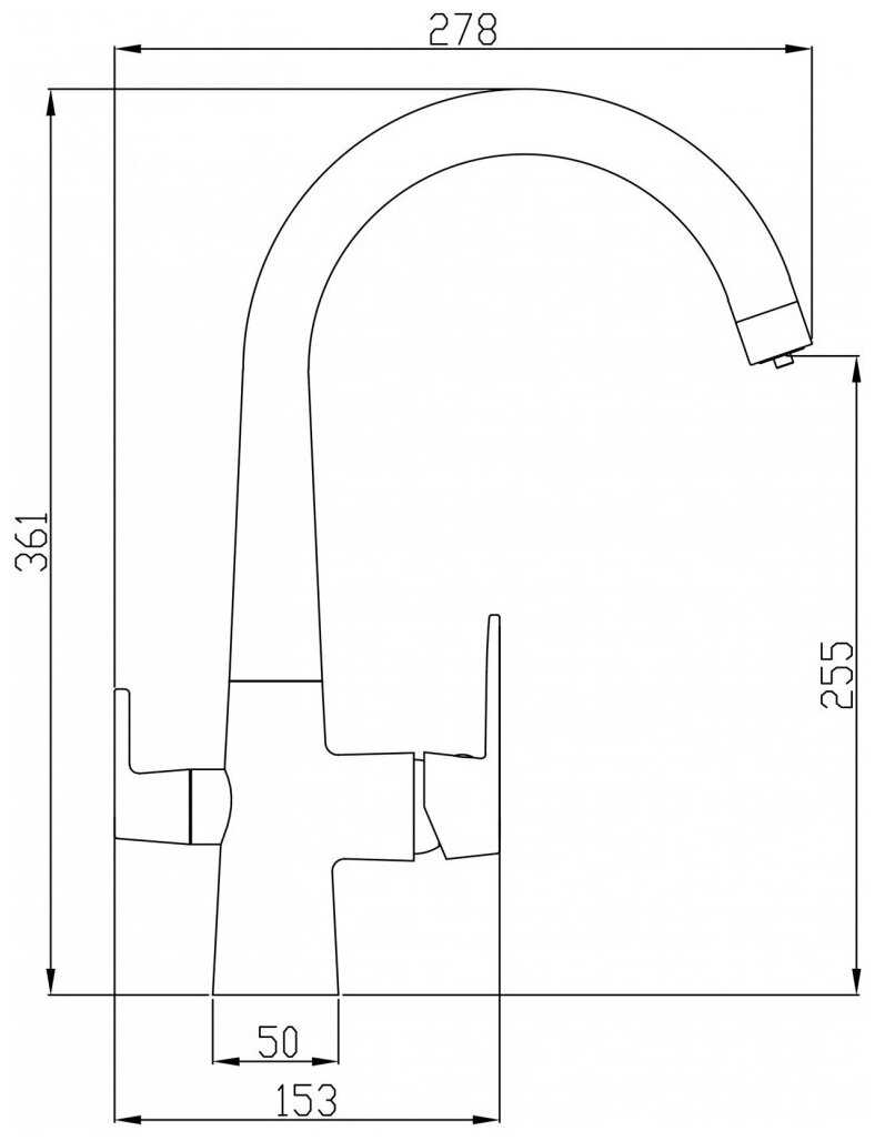 Смеситель для кухни (мойки) STEEL HAMMER SH 819 BLACK BR, рычажный фотография 1