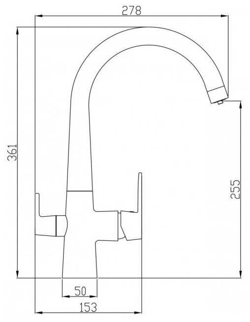Смеситель для кухни (мойки) STEEL HAMMER SH 819 BLACK BR, рычажный фотография 2