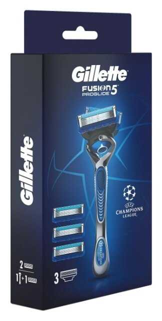 Набор Gillette Gillette Fusion5 ProGlide, 3 кассеты, с 5 лезвиями, с углеродным покрытием, с технологией FlexBall, с триммером фотография 1