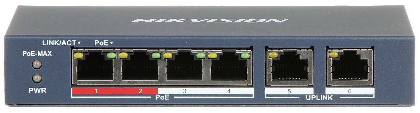Коммутатор Hikvision DS-3E0106P-E/M 6x100Mb 4PoE+ 35W неуправляемый фотография 4