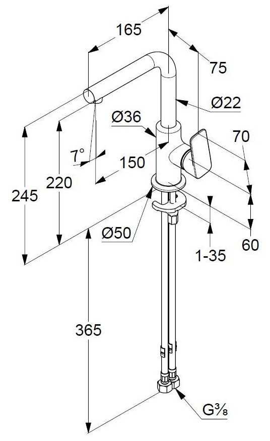 Смеситель для кухни (мойки) KLUDI Pure&Style 40024 0575, рычажный фотография 2