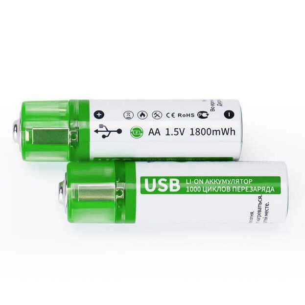 Комплект из двух блистеров Аккумулятор LI-ION рубин АА 1,5 В 1800mWh USB фотография 5