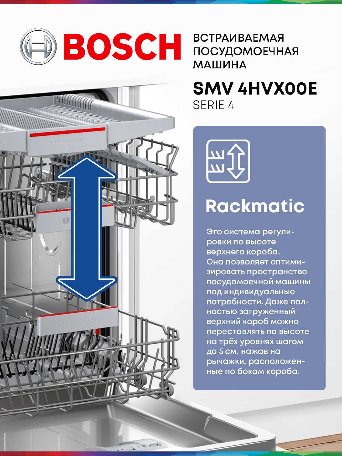 Встраиваемая посудомоечная машина Bosch SMV4HVX00E фотография 7