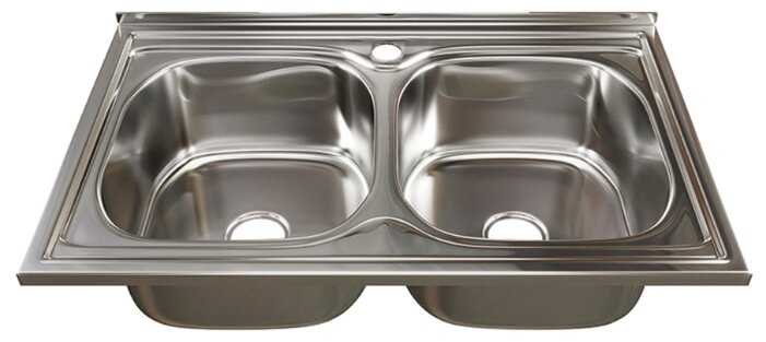 Врезная кухонная мойка Mixline 50х80 (0,6) 2-х 3 1/2, 50х80см, нержавеющая сталь