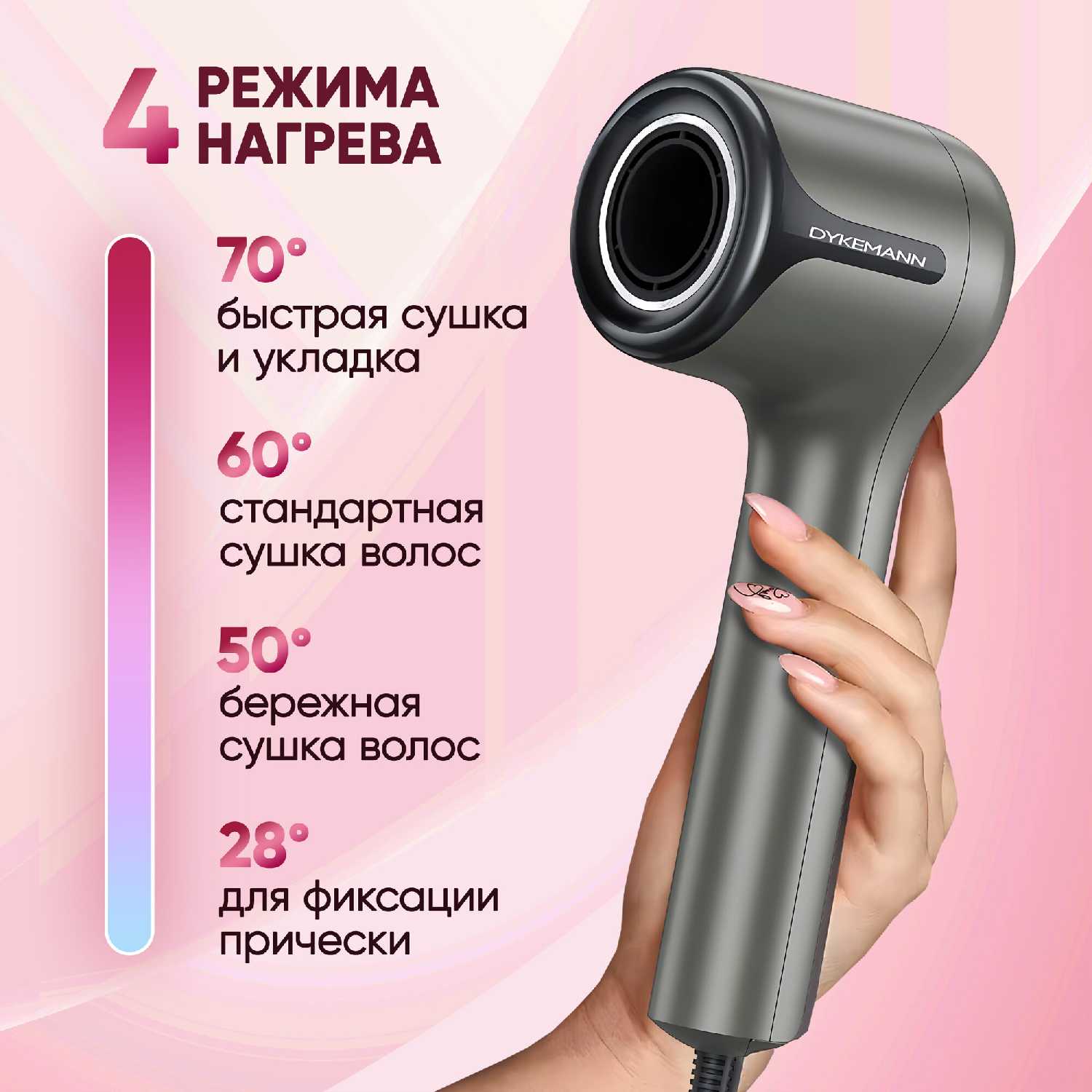 Фен Dykemann Фен с магнитными насадками Dykemann SE-09 фотография 3